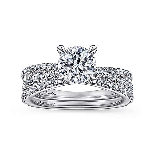 Gabriel & Co. ER15214R4W44JJ Eisley – 14K White Gold Split Shank Round Diamond Engagement Ring