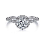 Gabriel & Co. ER15221R4W44JJ Nicia – 14K White Gold Round Halo Diamond Engagement Ring