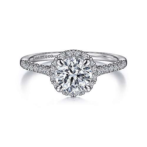 Gabriel & Co. ER15221R4W44JJ Nicia – 14K White Gold Round Halo Diamond Engagement Ring