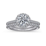 Gabriel & Co. ER15221R4W44JJ Nicia – 14K White Gold Round Halo Diamond Engagement Ring