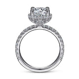 Gabriel & Co. R15228R8W44JJ Falla – 14K White Gold Hidden Halo Round Diamond Engagement Ring
