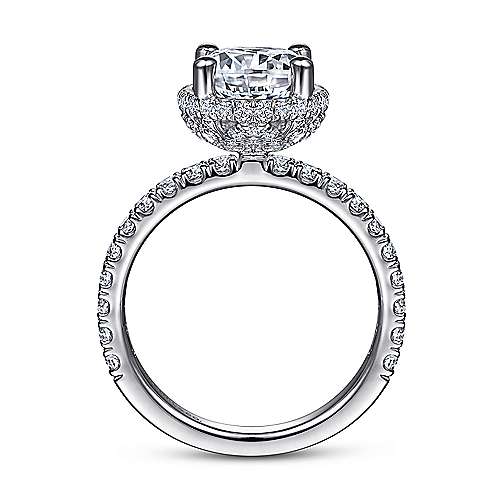 Gabriel & Co. R15228R8W44JJ Falla – 14K White Gold Hidden Halo Round Diamond Engagement Ring