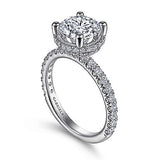 Gabriel & Co. R15228R8W44JJ Falla – 14K White Gold Hidden Halo Round Diamond Engagement Ring