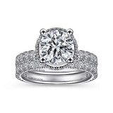 Gabriel & Co. R15228R8W44JJ Falla – 14K White Gold Hidden Halo Round Diamond Engagement Ring