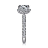 Gabriel & Co. R15228R8W44JJ Falla – 14K White Gold Hidden Halo Round Diamond Engagement Ring