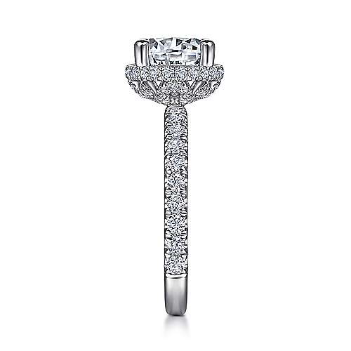 Gabriel & Co. R15228R8W44JJ Falla – 14K White Gold Hidden Halo Round Diamond Engagement Ring