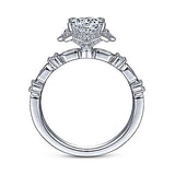 Gabriel & Co. Pietra ER15229R4W44JJ – Vintage Inspired 14K White Gold Fancy Halo Round Diamond Engagement Ring