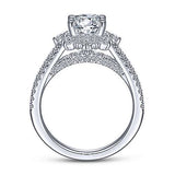 Gabriel & Co. Rosetta ER15242R4W44JJ – 14K White Gold Floral Halo Round Diamond Engagement Ring