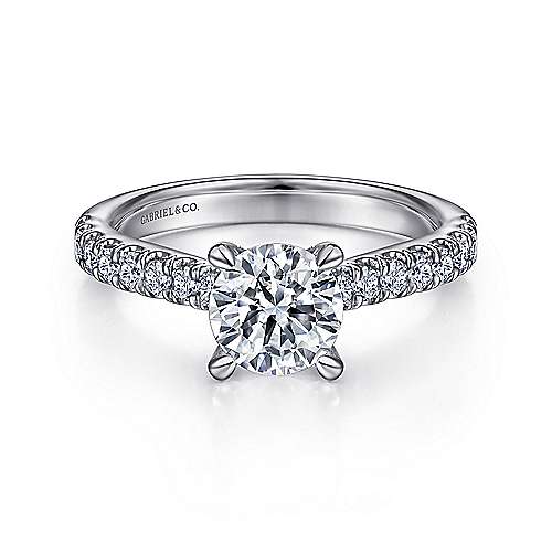 Gabriel & Co. ER15246R4W44JJ Sarita – 14K White Gold Round Diamond Engagement Ring