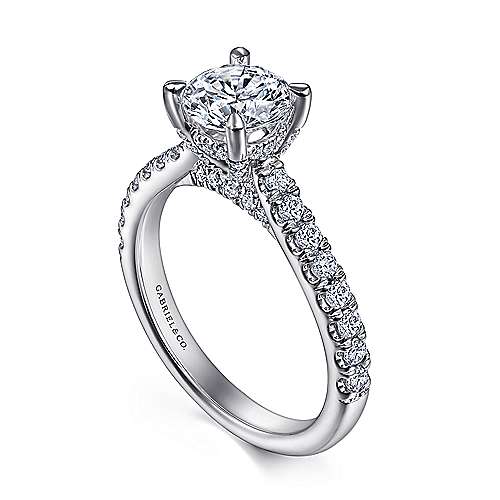 Gabriel & Co. ER15246R4W44JJ Sarita – 14K White Gold Round Diamond Engagement Ring