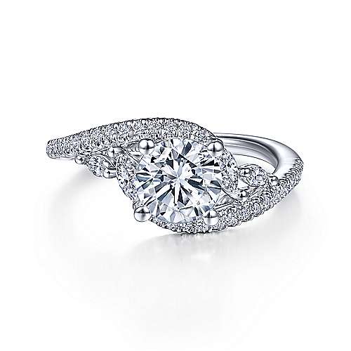 Gabriel & Co. Firenze ER15259R4W44JJ – 14K White Gold Bypass Round Diamond Engagement Ring