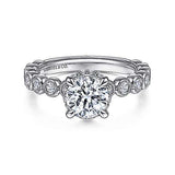 Gabriel & Co. ER15261R4W44JJ Siana – Vintage Inspired 14K White Gold Round Diamond Engagement Ring