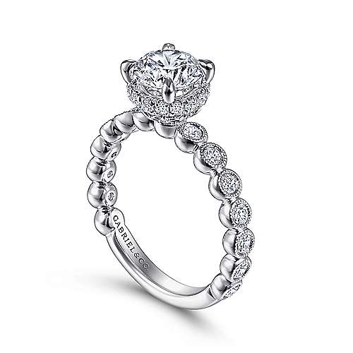 Gabriel & Co. ER15261R4W44JJ Siana – Vintage Inspired 14K White Gold Round Diamond Engagement Ring