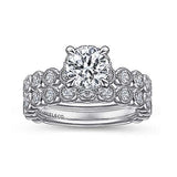 Gabriel & Co. ER15261R4W44JJ Siana – Vintage Inspired 14K White Gold Round Diamond Engagement Ring