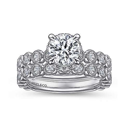 Gabriel & Co. ER15261R4W44JJ Siana – Vintage Inspired 14K White Gold Round Diamond Engagement Ring