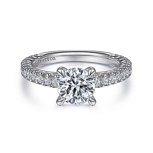 Gabriel & Co. R15269R4W44JJ Silva – 14K White Gold Round Diamond Engagement Ring