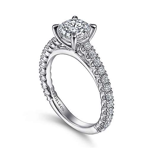Gabriel & Co. R15269R4W44JJ Silva – 14K White Gold Round Diamond Engagement Ring