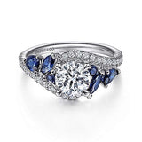 Gabriel & Co. ER15328R4W44SA Wenn – 14K White Gold Bypass Round Sapphire and Diamond Engagement Ring