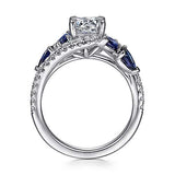 Gabriel & Co. ER15328R4W44SA Wenn – 14K White Gold Bypass Round Sapphire and Diamond Engagement Ring
