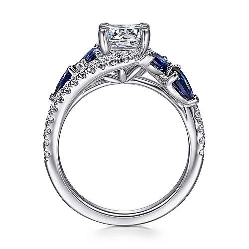 Gabriel & Co. ER15328R4W44SA Wenn – 14K White Gold Bypass Round Sapphire and Diamond Engagement Ring