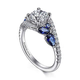 Gabriel & Co. ER15328R4W44SA Wenn – 14K White Gold Bypass Round Sapphire and Diamond Engagement Ring