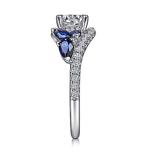 Gabriel & Co. ER15328R4W44SA Wenn – 14K White Gold Bypass Round Sapphire and Diamond Engagement Ring