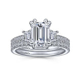 Gabriel & Co. Willow ER15342E8W83JJ – 18K White Gold Emerald-Cut Three-Stone Diamond Engagement Ring