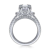 Gabriel & Co. Willow ER15342E8W83JJ – 18K White Gold Emerald-Cut Three-Stone Diamond Engagement Ring