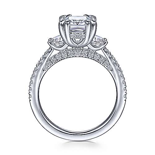 Gabriel & Co. Willow ER15342E8W83JJ – 18K White Gold Emerald-Cut Three-Stone Diamond Engagement Ring
