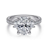 Gabriel & Co. R15347O8W83JJ Yasmine – 18K White Gold Oval Three Stone Diamond Engagement Ring