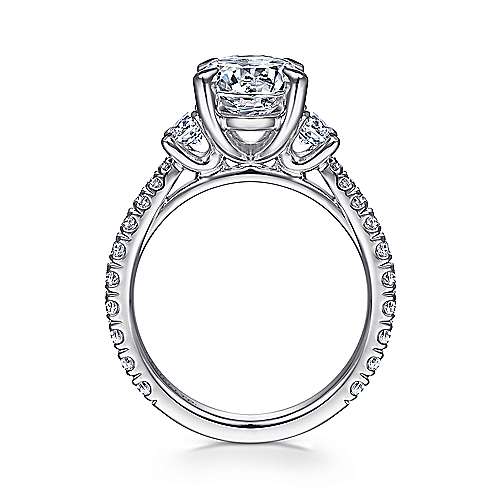 Gabriel & Co. R15347O8W83JJ Yasmine – 18K White Gold Oval Three Stone Diamond Engagement Ring