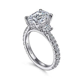 Gabriel & Co. R15347O8W83JJ Yasmine – 18K White Gold Oval Three Stone Diamond Engagement Ring