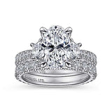 Gabriel & Co. R15347O8W83JJ Yasmine – 18K White Gold Oval Three Stone Diamond Engagement Ring