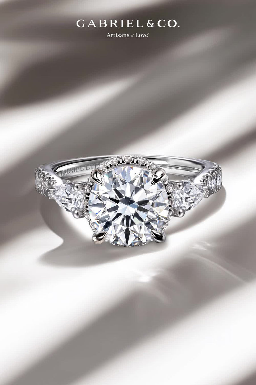 Gabriel & Co. ER15349R8W84JJ 18K White Gold Round Diamond Engagement Ring