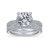Gabriel & Co. Yelena ER15350R8W83JJ – Vintage Inspired 18K White Gold Round Diamond Engagement Ring