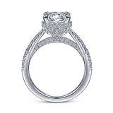 Gabriel & Co. Yelena ER15350R8W83JJ – Vintage Inspired 18K White Gold Round Diamond Engagement Ring