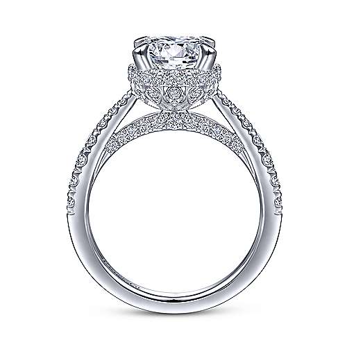 Gabriel & Co. Yelena ER15350R8W83JJ – Vintage Inspired 18K White Gold Round Diamond Engagement Ring
