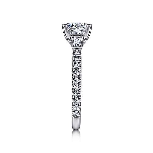 Gabriel & Co. R15353R6W83JJ Yanna – Vintage Inspired 18K White Gold Round Three Stone Diamond Engagement Ring