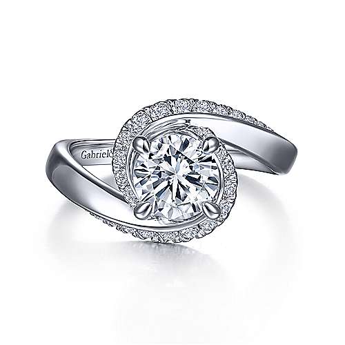 Gabriel & Co. ER15359R4W44JJ Zabana – 14K White Gold Bypass Round Diamond Engagement Ring