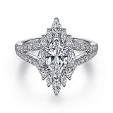 Gabriel & Co. Ulla ER15395M4W44JJ – 14K White Gold Marquise Shape Halo Diamond Engagement Ring