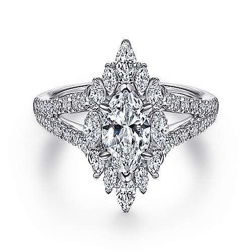 Gabriel & Co. Ulla ER15395M4W44JJ – 14K White Gold Marquise Shape Halo Diamond Engagement Ring