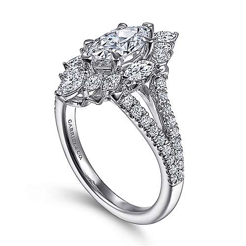 Gabriel & Co. Ulla ER15395M4W44JJ – 14K White Gold Marquise Shape Halo Diamond Engagement Ring