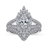 Gabriel & Co. Ulla ER15395M4W44JJ – 14K White Gold Marquise Shape Halo Diamond Engagement Ring