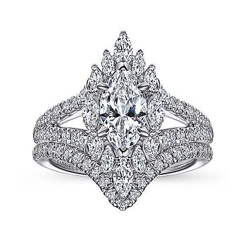 Gabriel & Co. Ulla ER15395M4W44JJ – 14K White Gold Marquise Shape Halo Diamond Engagement Ring