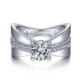 Gabriel & Co. Umbria ER15402R4W4JJJ – 14K White Gold Split Shank Round Diamond Engagement Ring