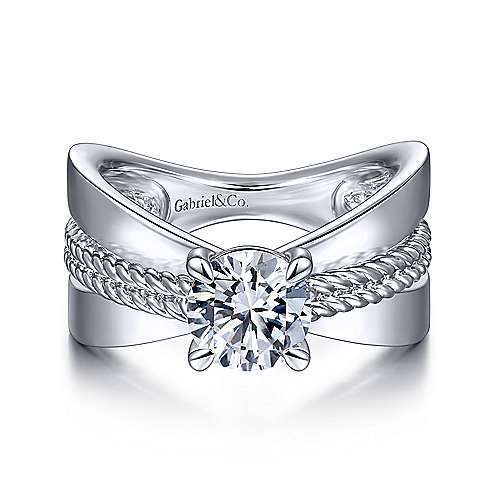 Gabriel & Co. Umbria ER15402R4W4JJJ – 14K White Gold Split Shank Round Diamond Engagement Ring