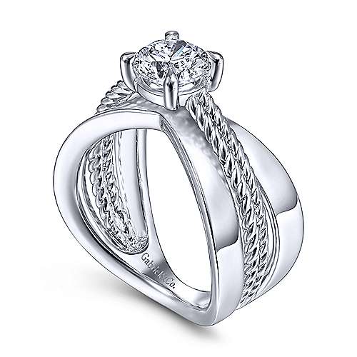 Gabriel & Co. Umbria ER15402R4W4JJJ – 14K White Gold Split Shank Round Diamond Engagement Ring