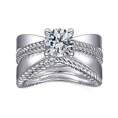 Gabriel & Co. Umbria ER15402R4W4JJJ – 14K White Gold Split Shank Round Diamond Engagement Ring