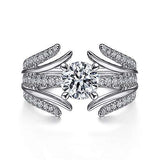 Gabriel & Co. Zandaya ER15407R4W44JJ – 14K White Gold Split Shank Round Diamond Engagement Ring