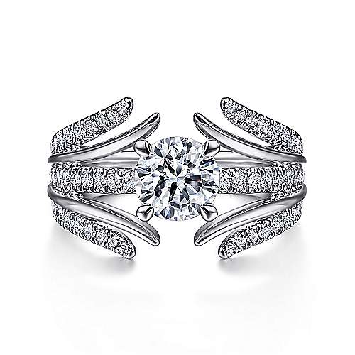 Gabriel & Co. Zandaya ER15407R4W44JJ – 14K White Gold Split Shank Round Diamond Engagement Ring